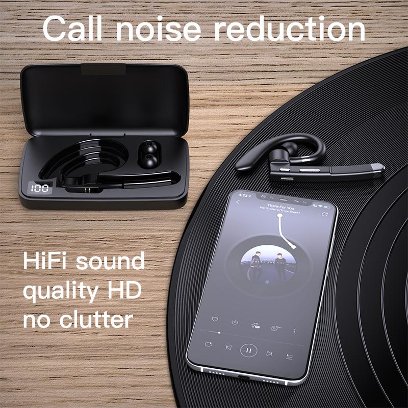 Business Bluetooth Headphone Single Earphone HD Noise Cancel Calling With Charge Case IPX7 Waterproof Headset For All Smartphones