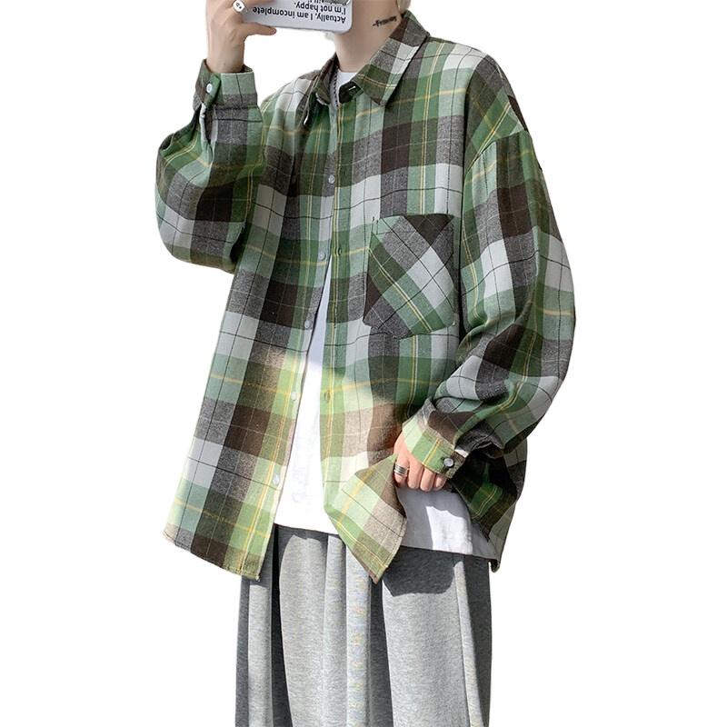 

Мужская повседневная фланелевая рубашка Cozy Up, клетчатая рубашка с длинным рукавом и застежкой на пуговицы в стиле вестерн 5XL зелёный