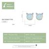 BAMOER New Arrival 925 Sterling Silver Cute Cat Ears Big Stone Small Stud Earrings for Women Fashion Earrings Jewelry
