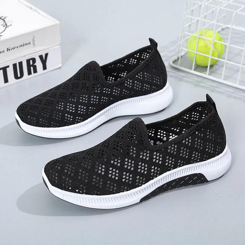 Letní boty s dutým svrškem Dámské prodyšné tenisky Matka Ležérní síťované boty Jednobarevné Vycházkové Jednoduché Sportovní boty