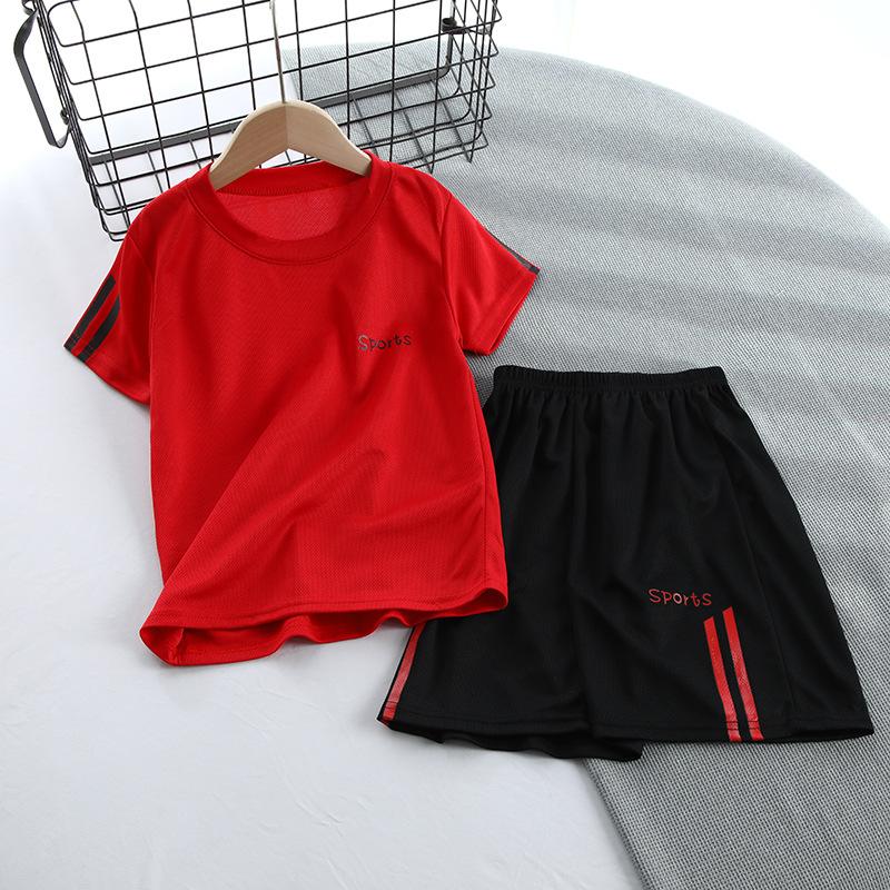 Summer Quick-Dry T-Shirt & Shorts Set - Casual Crew Neck, Slight Stretch Fabric