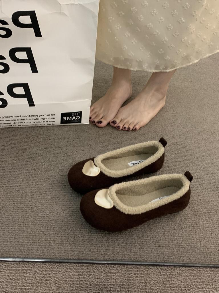 Polka dot round head bow flat single shoes women's shoes autumn new temperament ballet evening shoes