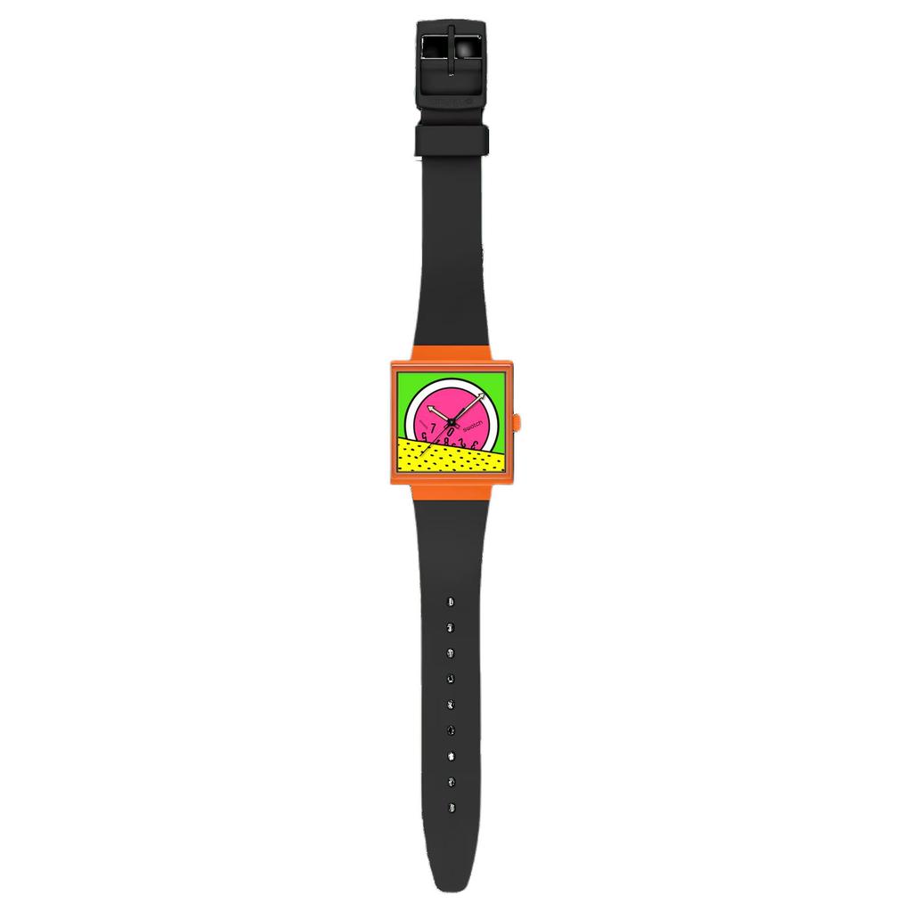 Swatch Quarzwerk 20 Meter Wasserdicht Unisex Schweizer Uhr 41,8*33,25mm Grünes Zifferblatt Biokeramikgehäuse Biosource Materialarmband SO34Z101