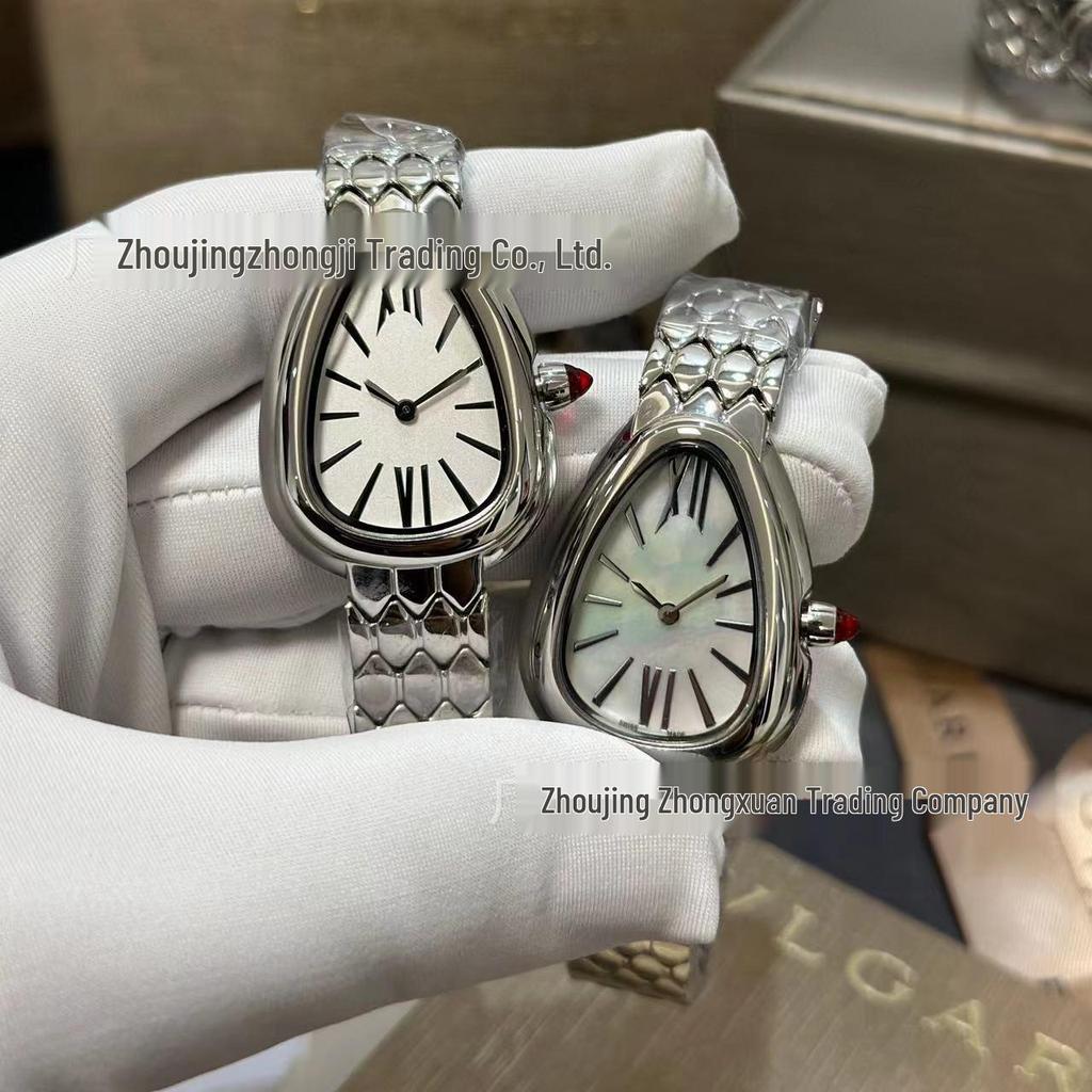 Gilded Snake Shadow Women's Quartz Watch with Fashionable Snake-Shaped Steel Band