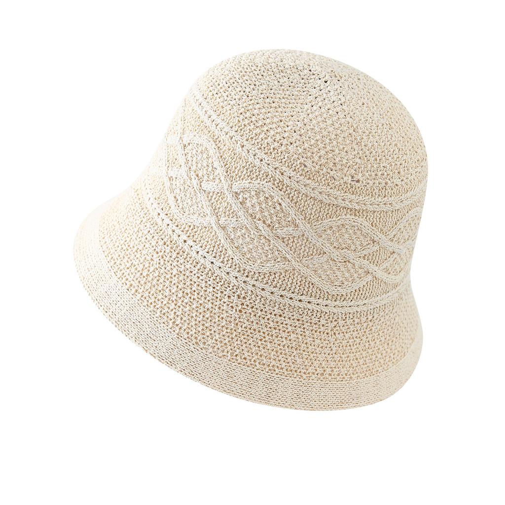 Cross Texture Knitted Bucket Hat Women's Spring and Autumn New Casual Sunshade Basin Hat Sunscreen Sun Hat Tide Shows Small Face