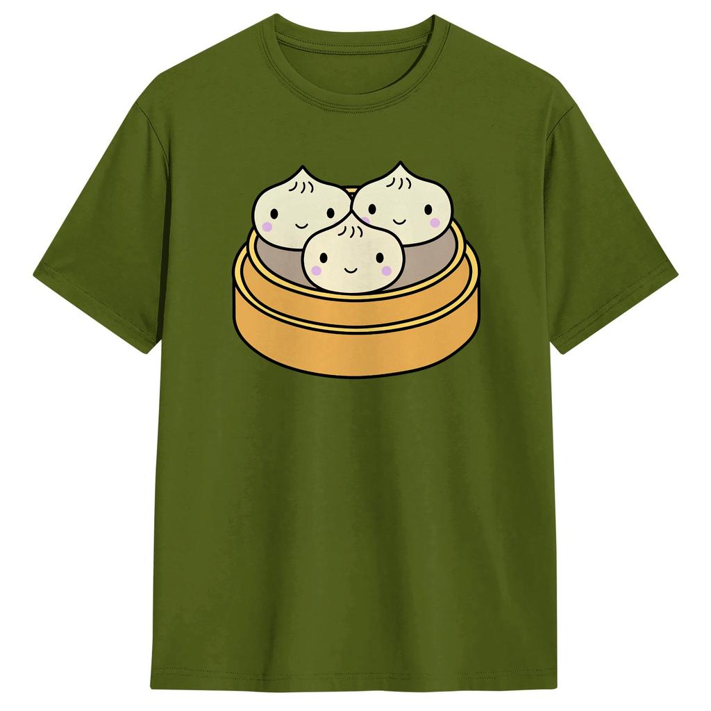 Chinese Xiao Dumpling Food T Shirt Summer Cotton T Shirts For Unisex Fashion Custom DIY Tee Shirt ShortSleeve Vintage Tops
