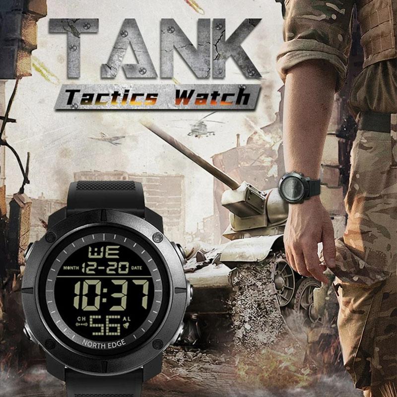 NORTH EDGE Mens Digital Watches Army Military World Time Alarm Sport Stopwatch For Male Waterproof 50M Wristwatch Relogios