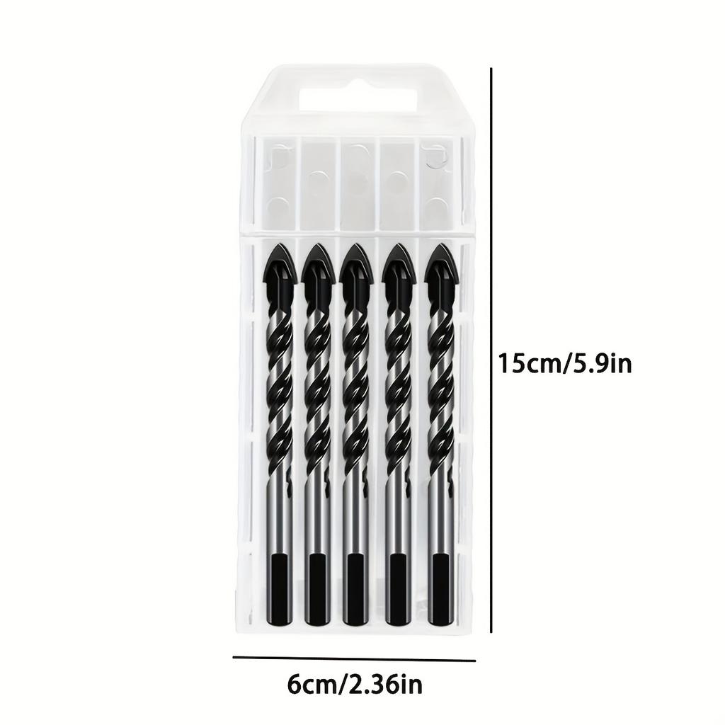 5pcs Professional Carbide Drill Bit Set for Masonry, Concrete, Glass, Tile, Brick - Durable Metal Drill Bits for Home Decor, DIY Projects