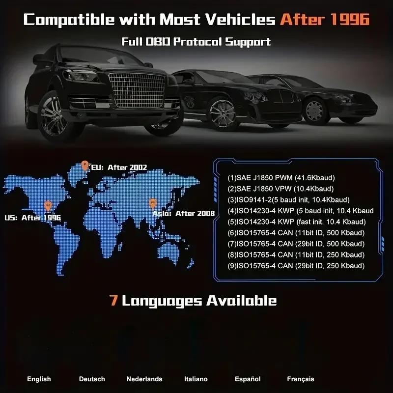 Professional OBD2 Diagnostic Scan Tool – Reads Real-Time Data, Checks Engine Light & Clears Codes (Cars & Motorcycles)