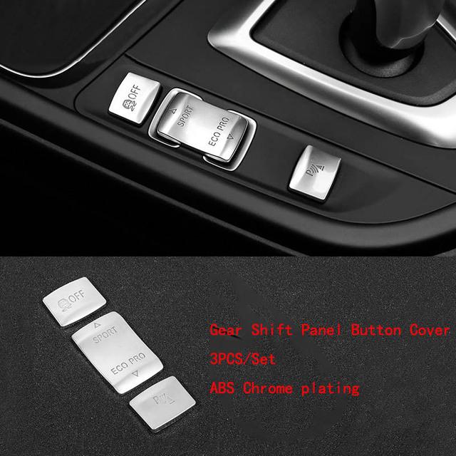 Chrome Gear Shift Panel Front Headlight Switch Engine Start Stop P Shift Button Cover Trim For BMW 2 3 4 Series 3GT F30 F20 F36