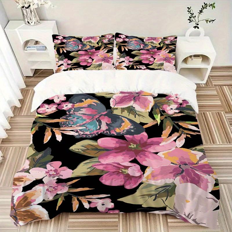 Set Lenzuola con Motivo Floreale 3 Pezzi, Adatto per la Decorazione della Camera da Letto, (Include 1 Copripiumino e 2 Federe, Piumone Non Incluso) yy250822136