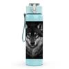 1PC Dark Wolf Head Realistic 750ml Color Plastic Sports Water Bottle Leakproof Flip Straw Lid Suitable for Sports Office Home Use