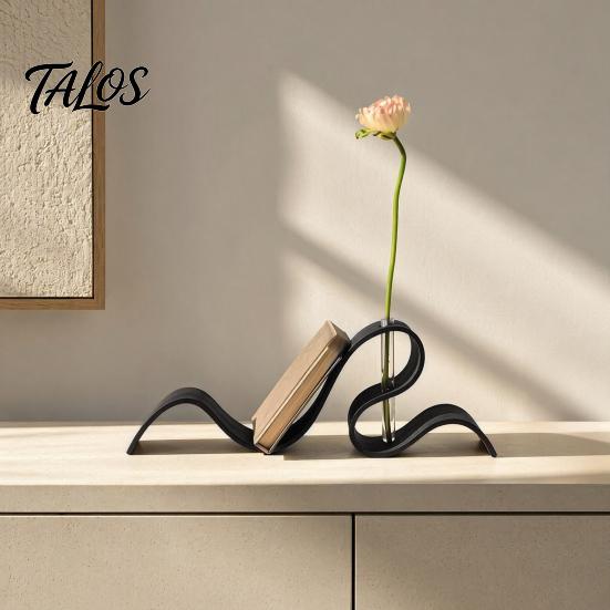 3D Printed Wave Bookshelf, Modern Abstract Ribbon Style Book Stand, Elegant Desk Organizer for Book Magazines, Flower Vase Home Office Decor
