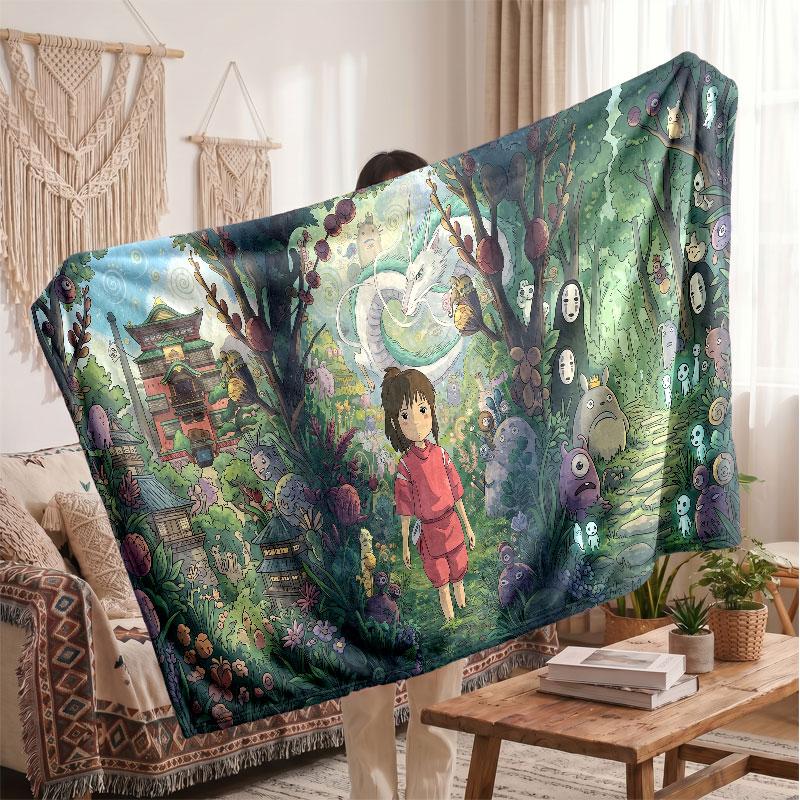 Warm Flannel BlanketSpirited Away Soft Cozy Throw Blanket for Bedroom Couch