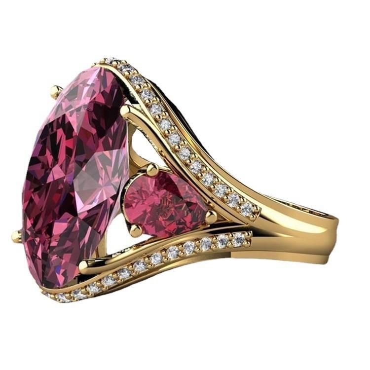 Viya Is On Sale, Large Pink Zircon Ring With Diamonds In Phnom Penh, And Direct Supply Of Exquisite Women'S Jewelry.