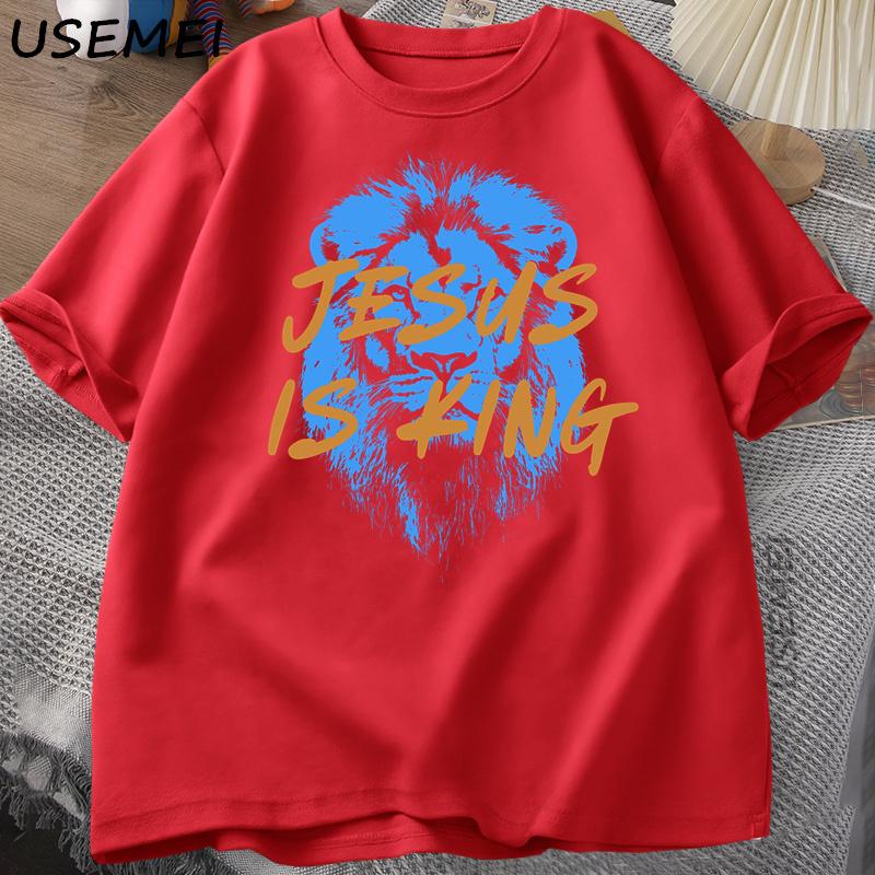 Jesus Is King Christian T Shirt for Unisex Women Faith Streetwear Tee Shirt Religious Bible Verse Tshirt Cotton Short Sleeve Tees