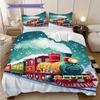 Train Pattern Bedding Quilt Set Quilt Cover Pillowcase Home Decoration Birthday Gift (1 * duvet cover + 2 * pillowcase, without core)