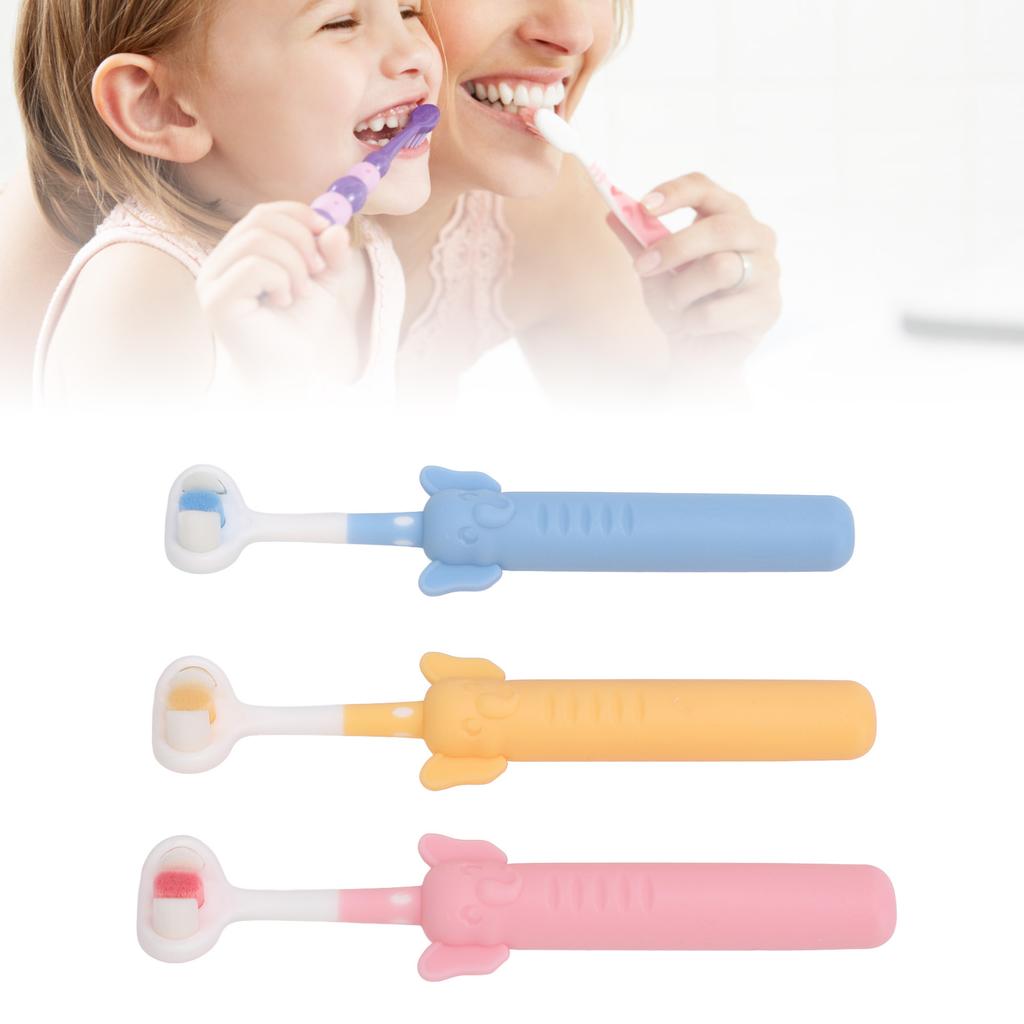 3Pcs 3 Sided Toddler Toothbrush Gentle Soft Bristles Kids Toothbrush Autism Sensory Toothbrush for 2 to 12 Years Old Children