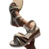 Slope heel platform sandals women's summer new large size bow one-word buckle casual women's sandals