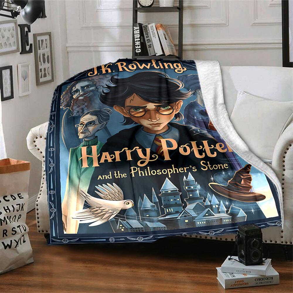 1pc Harry Potter Flannel Throw Blanket - HD Printed Lightweight Soft Warm All-Season Blanket for Sofa, Bed, Travel, Camping 023