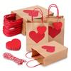 10/12 Packs Valentine's Day Heart Gift Bags With Handles And Heart Tags Red Paper Gift Bags For Valentine Anniversary Wedding