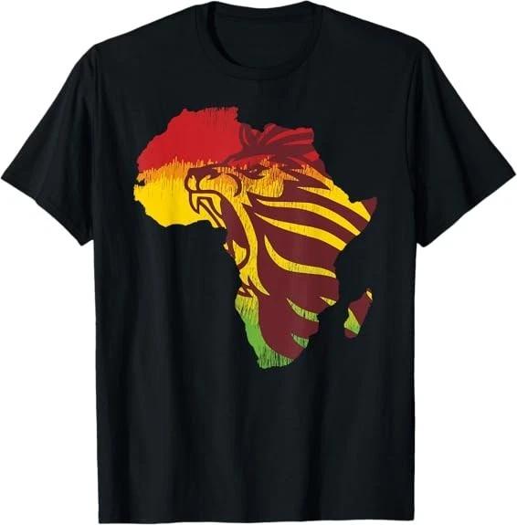 Roar Africa Map Lion Face Reggae Rasta Design Tee T-Shirt S-3XL S