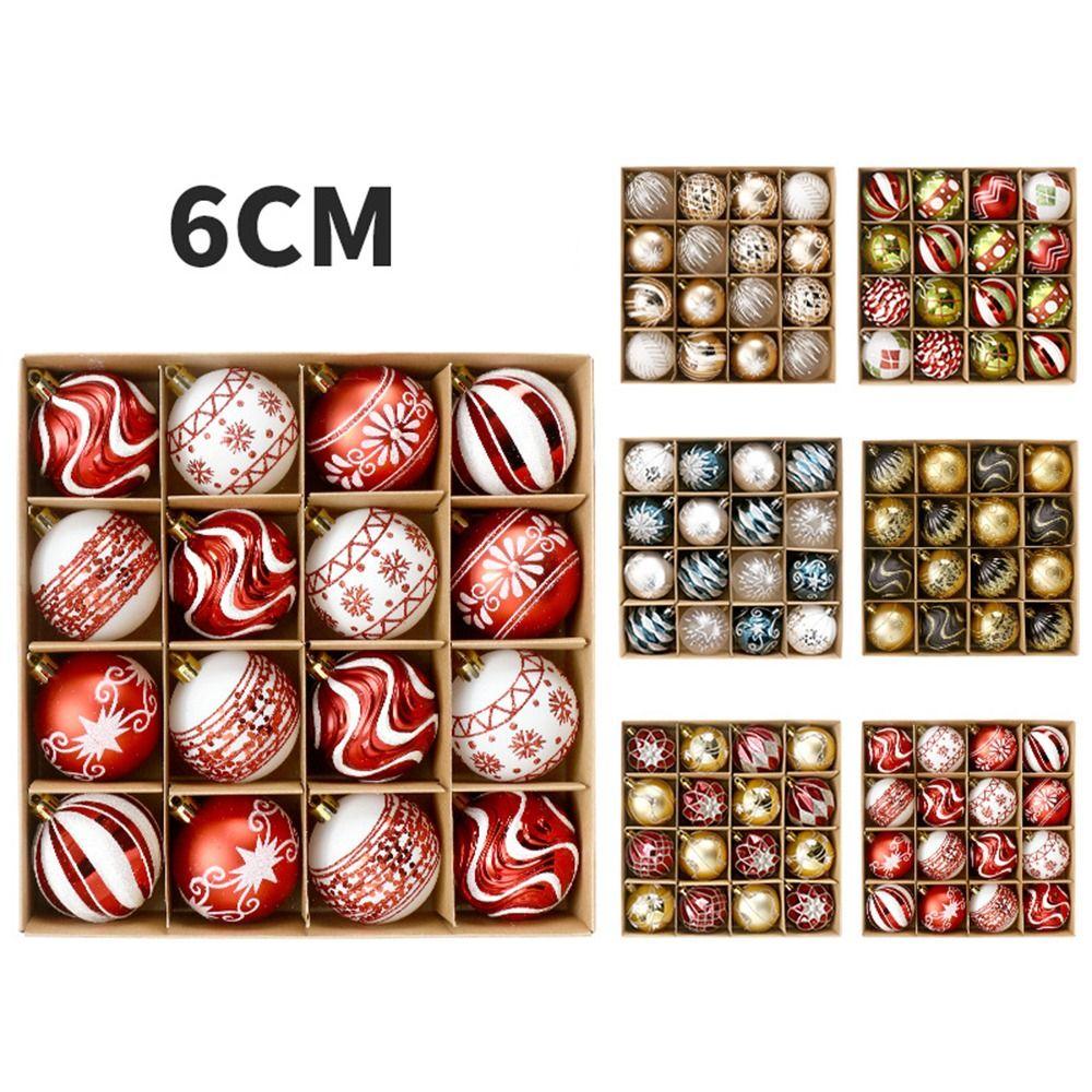 

16pcs Shatterproof Painted Christmas Balls Pendant 6cm Christmas Tree Ornaments Party Favors