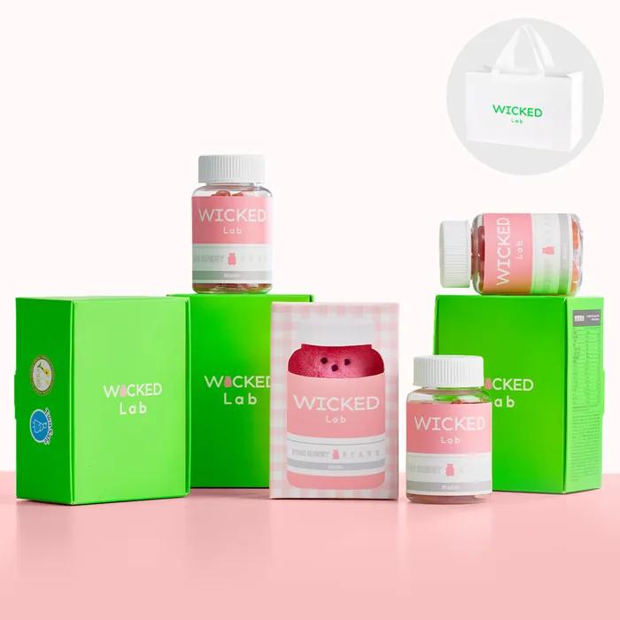 [Including Pingu Keyring] Wicked Lab Pink Gummy Bear Inner Beauty Routine Set (120 Gummies)