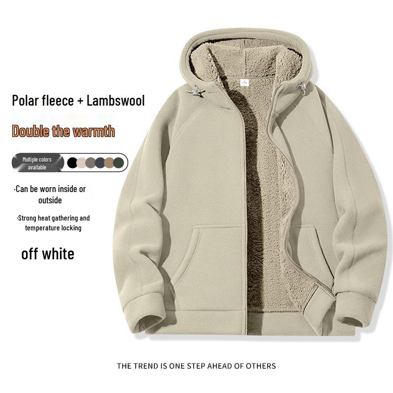 Men's 2026 Plus Velvet Thick 700G Lambswool Hooded Fleece Jacket