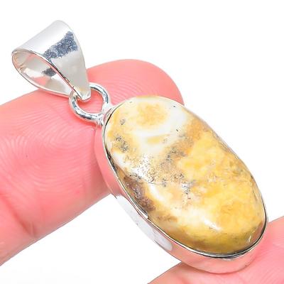 Natural Picture Jasper Gemstone 925 Sterling Silver Gift Pendant 1.65" R6E60