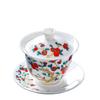 Suet jade white porcelain three talents cover bowl Qinglong pattern anti-scalding Kung Fu tea set household large tea bowl