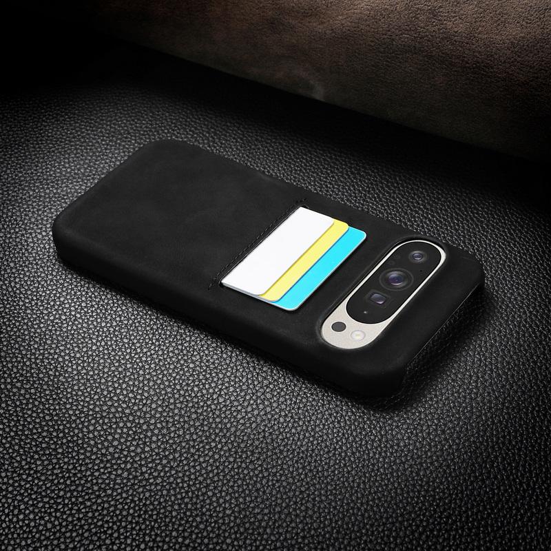 Solid Color Matte Leather Slim Phone Cover For Google Pixel 9 Pro XL Pixel 8A Luxury Card Slot Hard PC Shockproof Lens Protection Case