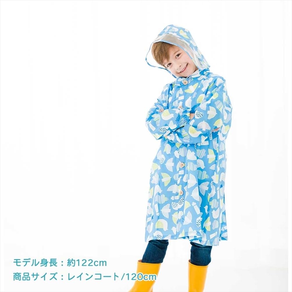 Ogawa Kukka Hippo Seagull with Reflective Backpack with Storage and Adjustable Tucks for Wearing Over a Backpack Kids' Raincoat, 100cm, Design, Tape,