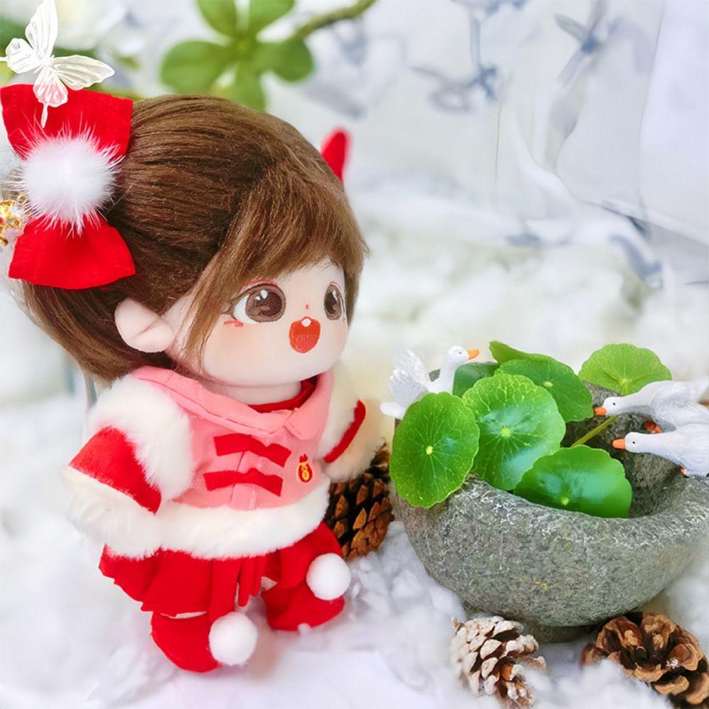 20CM Doll New Year's Clothing Red&white Mini Clothes New Doll Plush Cloak 20cm Cotton Doll