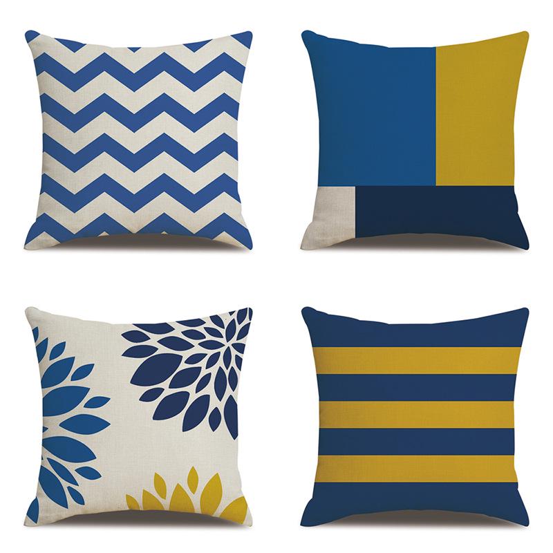 Mediterranean Style Nordic Modern Pillowcase Geometric Pattern Office Pillow Car Sofa Cushion Cover
