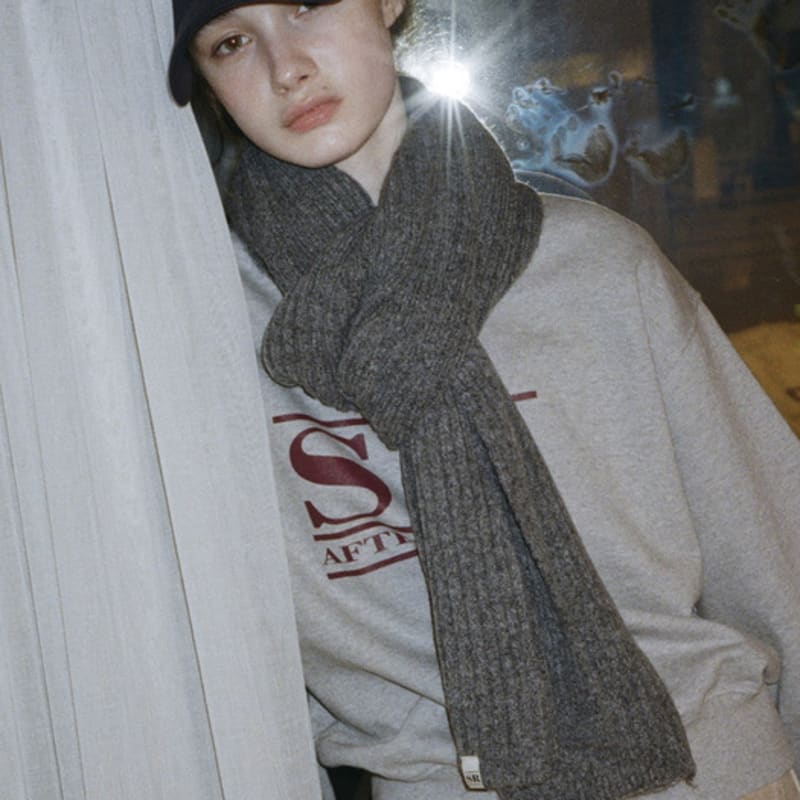 SO IR (2COLOR)BASIC RIBBED KNIT MUFFLER