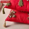 1PC Nuan Series Fashionable and Versatile Christmas Style Red Pillowcase Plush Embroidery Soft Cushion Cover for Sofa Living Room Bedroom Home Decor