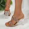 Fashion 2025 Summer Women's Slippers Fashion Outdoor Dress New Plus Size Crystal Open Toe Best Seller Elegant Non-Slip High Heels