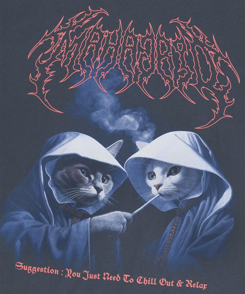 MAHAGRID Smoking Cat Tee Navy(Mg2Emmt523A)