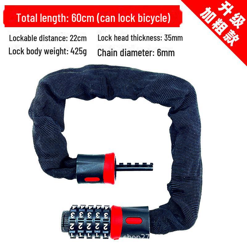 Universal Anti-Theft Lock: Password-Protected Iron Chain for Bicycles, Electric Cars, and Doors