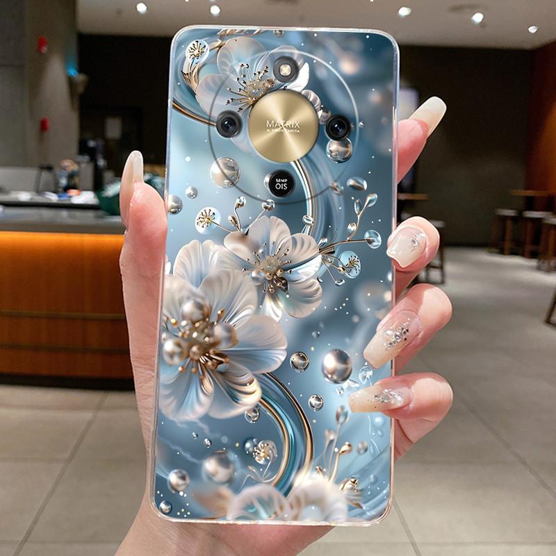 For Honor Magic 8 Lite Case Pretty Flower Butterfly Silicone Clear Back Cover Soft TPU Phone Case for Honor Magic8 Lite 5G Funda