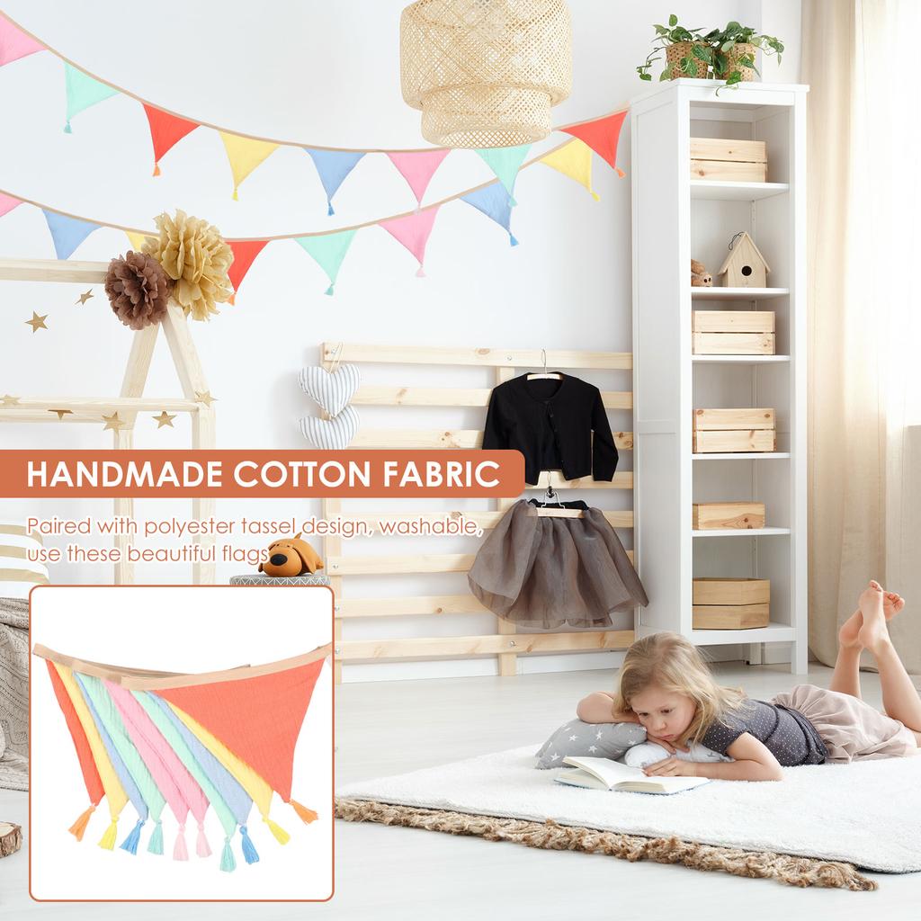 3M Triangle Bunting Colorful Banner Festival Decoration Pennant Flag Home Party Carnival Decor Banner Baby Shower Fabric Garland