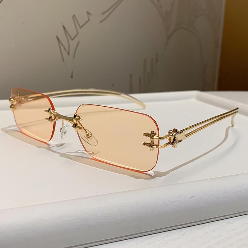 

cutting rimless Y2K sunglasses for women new fashion gradient alloy small square sun glasses men hip hop punk eyewear driving No Case оранжевый