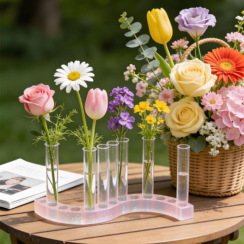 Flower Test Tube Holder Silicone Molds Diy Handmade Vase Tray Epoxy Resin Mould Candlestick Holder Plaster Cement Mold