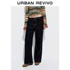 UR Women's Retro Ruffle Wide-Leg Denim Trousers