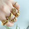 CARLIDANA New Chunky Rings Waterproof Non Tarnish Chunky Heart Stainless Steel Big Gold Plated Open Geometric Rings for Women