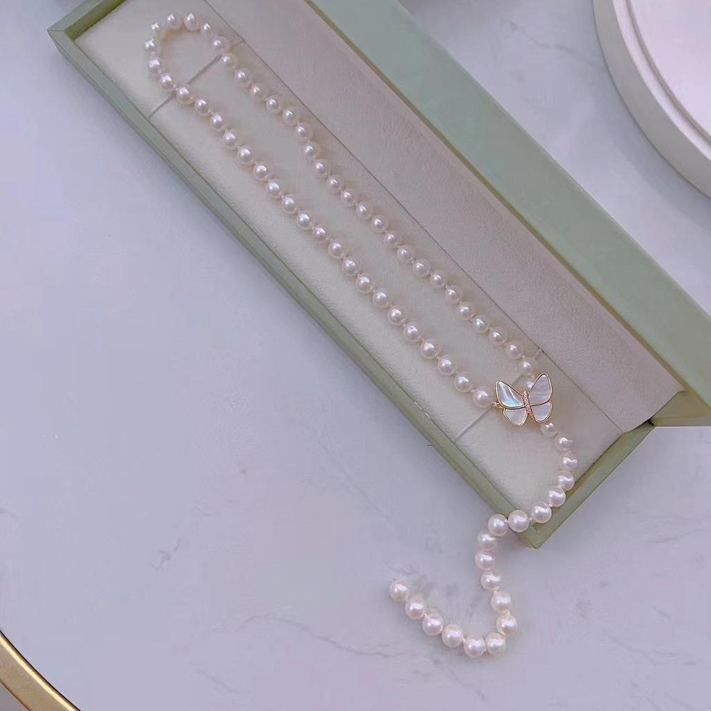 Freshwater Pearl Long Necklace Women's Variety Fashion Pearl Sweater Chain Elegant Temperament Clavicle Chain Bow Accessories