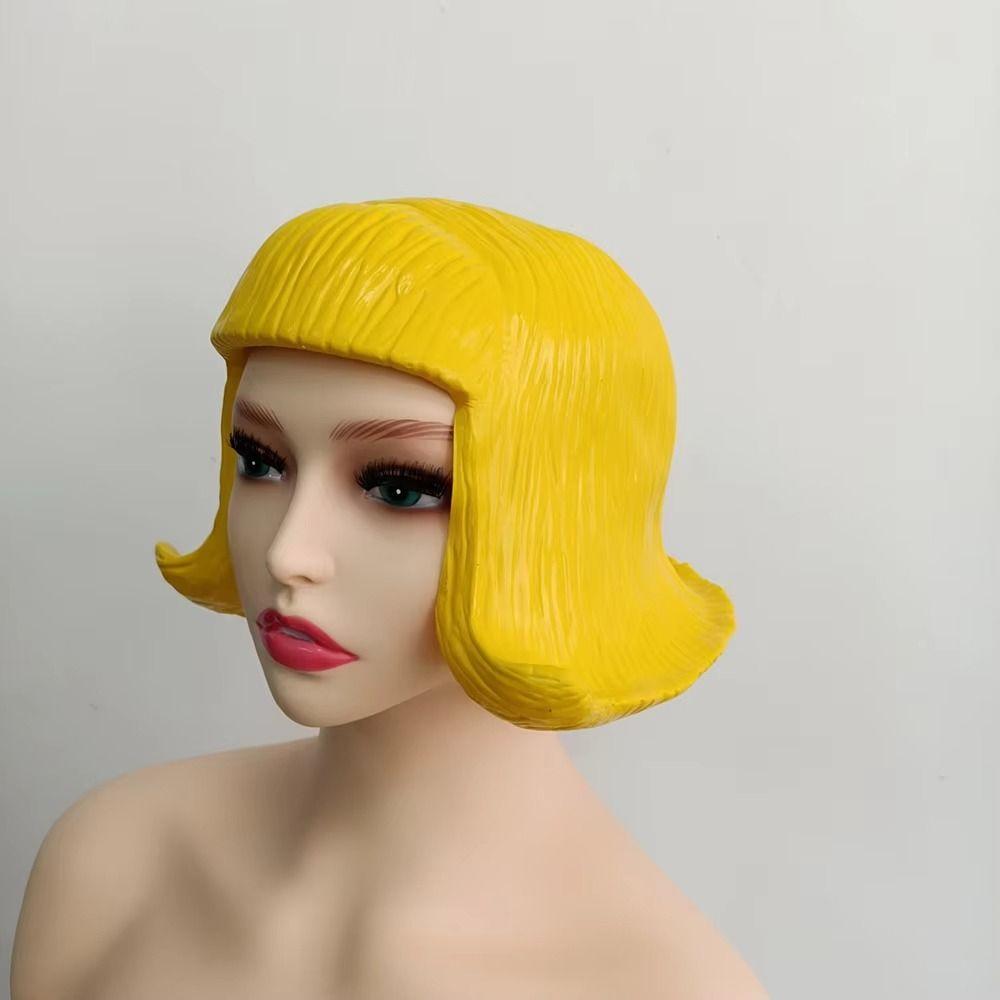 Comfortable To Wear Latex Mask Realistic Rubber Colorful Hair Hats Overhead Masks Dance Party