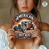 Classic Car Metal Tin Sign American Hot Rod Vintage Wall Art 8 Inch Round Home Decor