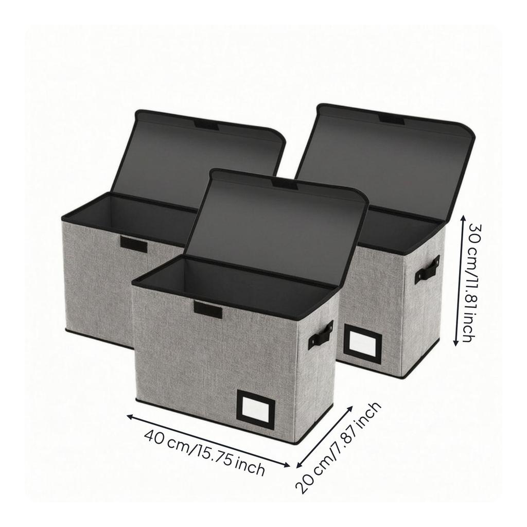 3 Pieces Cloth Storage Bin with Lid Foldable for Study Room, Dorm